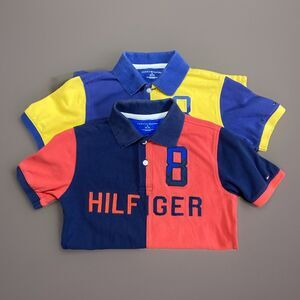 Tommy Hilfiger Kids Boy Polo Colorblock Shirts Sz Medium Lot 2